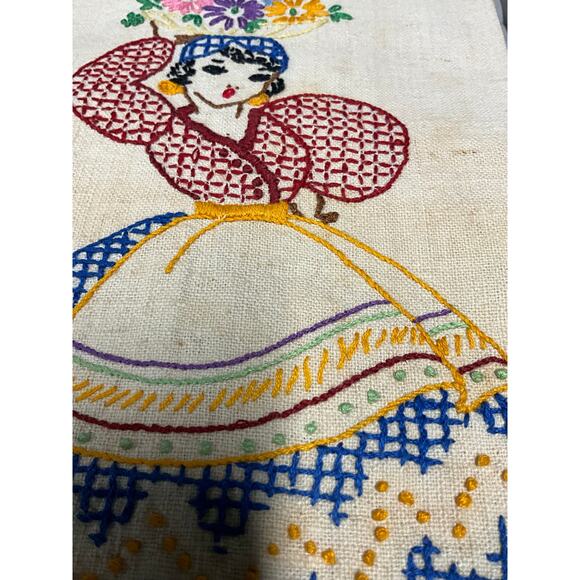 VTG Handmade 5 Pc Set Tea Towels Hot Pads Hand Stitched Southwest Mexcian Themed - Picture 4 of 10